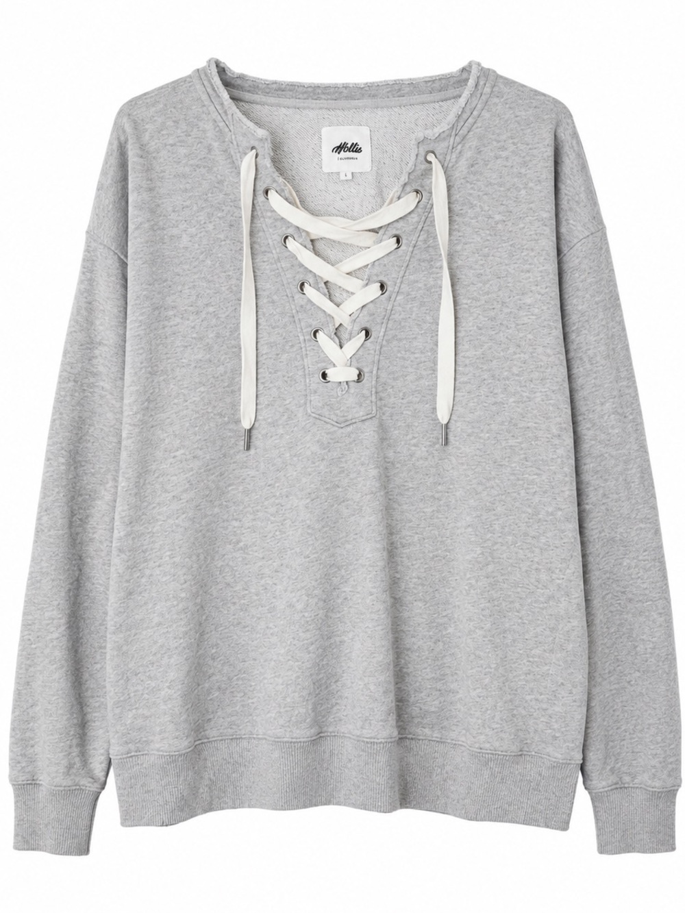 aerie Lace-Up Crewneck Sweatshirt - Light Gray with White Drawcords oversized!!